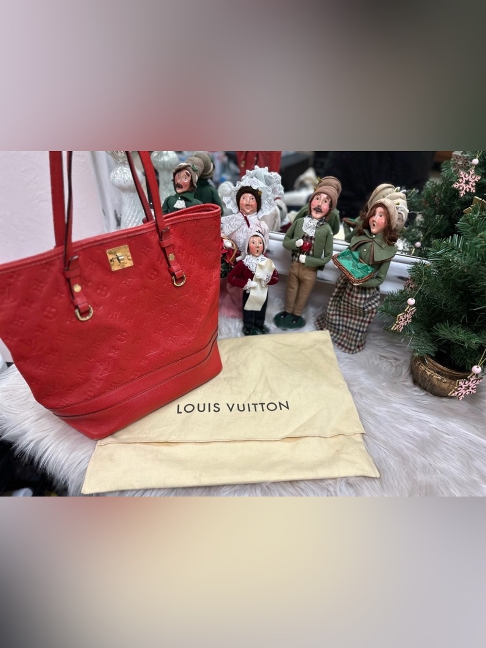 ❤️Authentic LOUIS VUITTON AH1142 Citadine PM Monogram Empreinte Tote Bag Red - Picture 4 of 16
